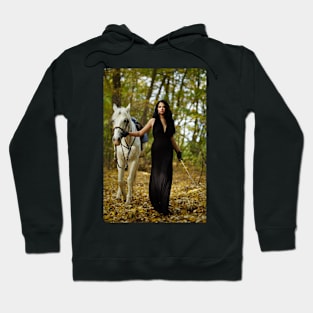 Woman with horse in the forest Hoodie